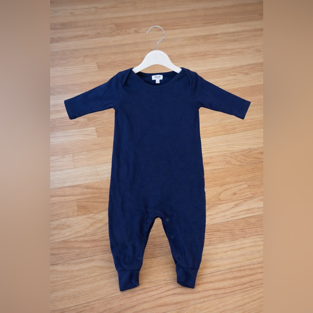 🌿 Oeuf Organic Navy Romper – 18–24M – Excellent Condition